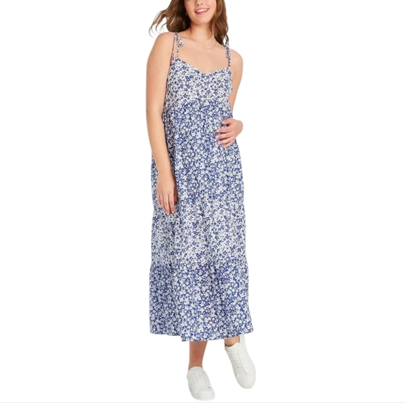 The Nines by HATCH Dresses & Skirts - HATCH Maternity Floral Maxi Dress Tiered Blue White ‎Cottage Boho Prairie XXL